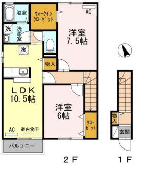 グレイススクエア新涯5A棟(2LDK/2階)の間取り写真