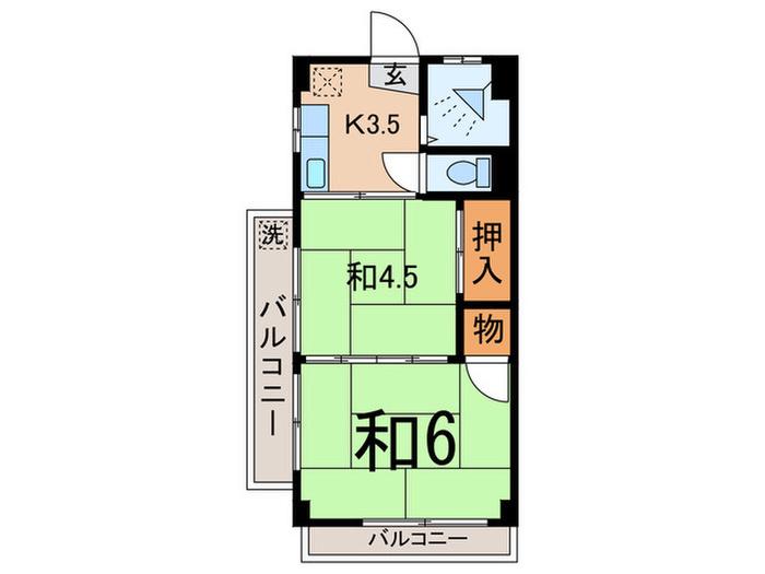 豊田ハイツ(2K/4階)の間取り写真