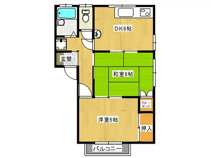 ウッディヒル芙久舞A(2DK/2階)の間取り写真