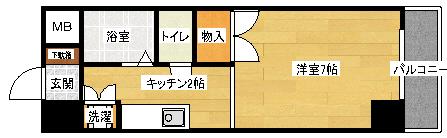 ルミネ東白島(1K/5階)の間取り写真
