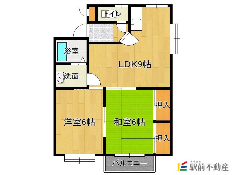 コーポ二ノ原B(2LDK/2階)の間取り写真