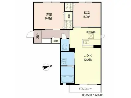 ヴィラ ソレイユ(2LDK/2階)の間取り写真