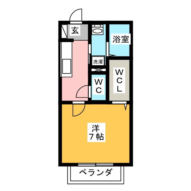 アリア B(1K/1階)の間取り写真
