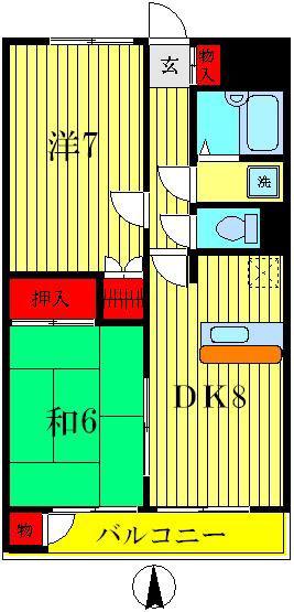 メゾンレクレール(2DK/1階)の間取り写真