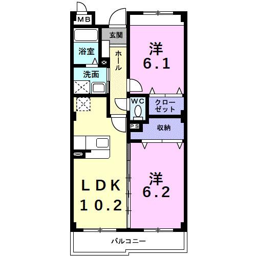 イーメゾンズ豊倉(2LDK/4階)の間取り写真