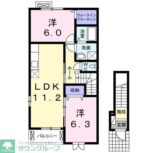 ライラック(2LDK/2階)の間取り写真