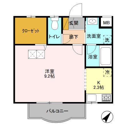 サンウィングSII(1K/3階)の間取り写真