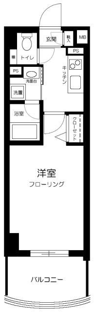 グリフィン新横浜・六番館(1K/2階)の間取り写真