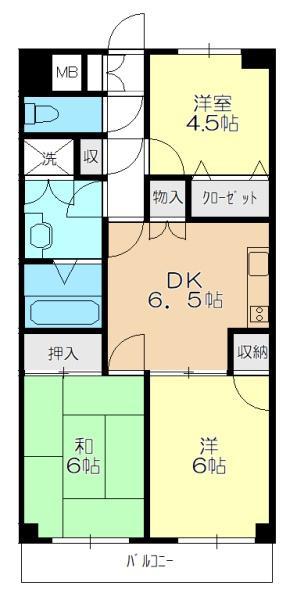 アムール白山(3DK/1階)の間取り写真