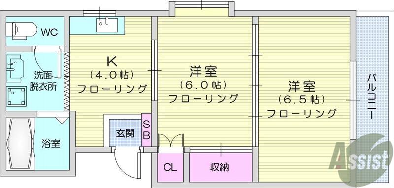 メゾンブランシュ2(2K/2階)の間取り写真