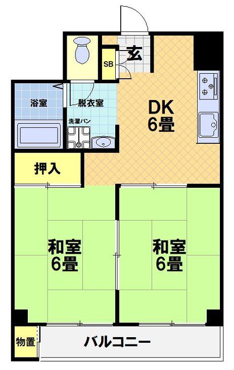 西京極ガーデンハイツ(2DK/1階)の間取り写真
