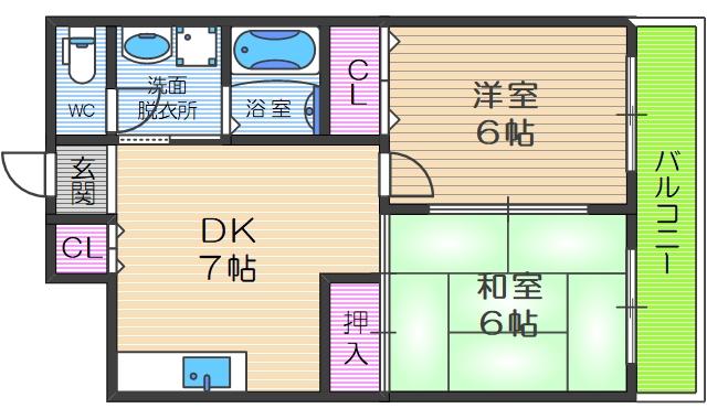 LAKIA MAISON ABIKO(2DK/2階)の間取り写真