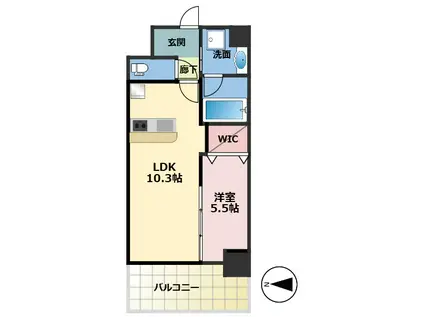 ストーリア茨木(1LDK/8階)の間取り写真