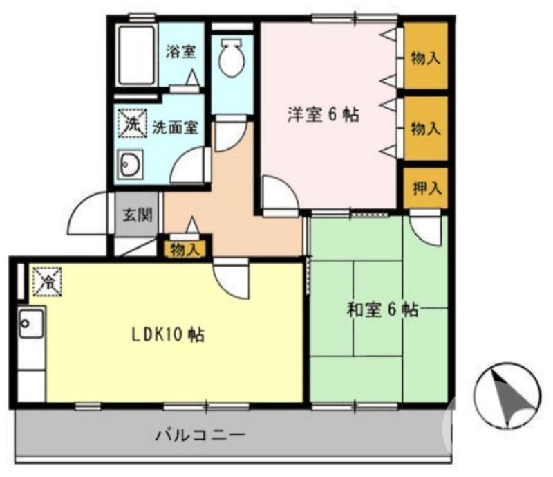 燦コーポB棟(2LDK/2階)の間取り写真
