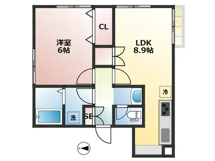 COCOL.POINT(1LDK/1階)の間取り写真