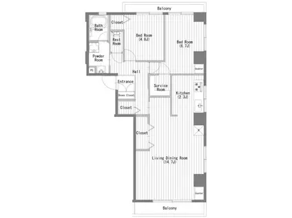 サンレックス(2LDK/5階)の間取り写真
