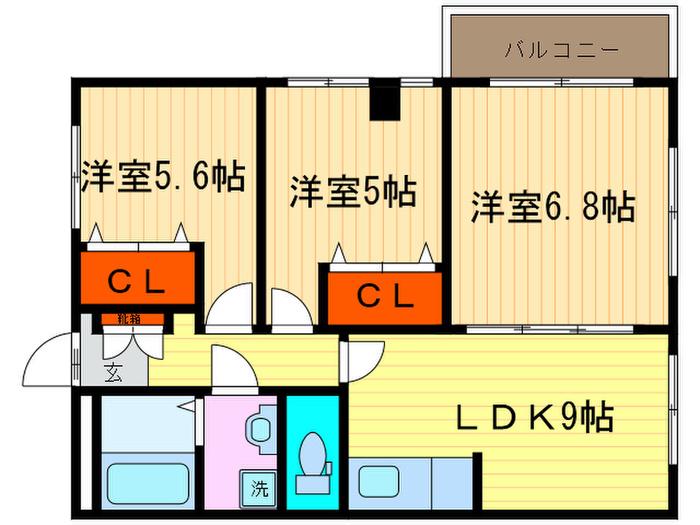 長岡はつみ館(3LDK/1階)の間取り写真