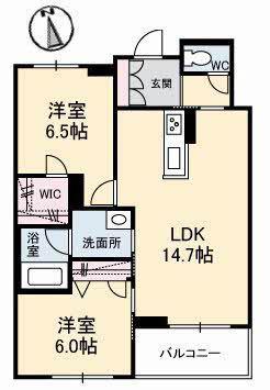 ベル・クレール(2LDK/3階)の間取り写真