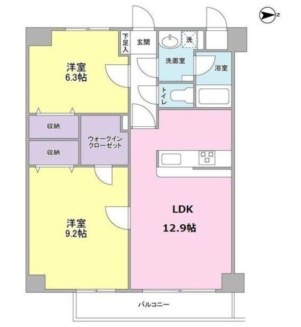 クレストコート(2LDK/2階)の間取り写真