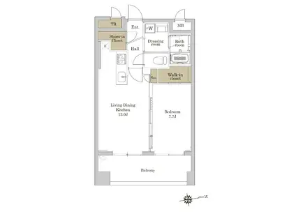 マストクレリアン神楽坂(1LDK/9階)の間取り写真