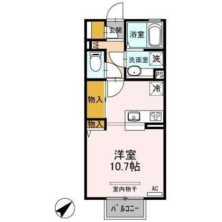 アリエッタ B(ワンルーム/2階)の間取り写真