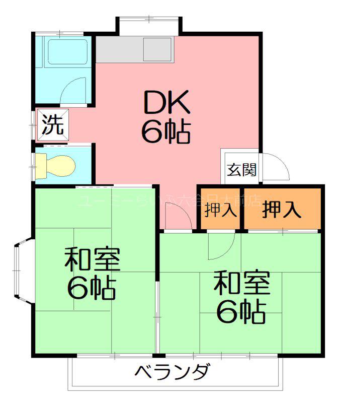 ヨーハイツ(2DK/2階)の間取り写真