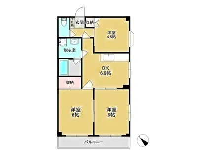 さくら第1マンション(3DK/2階)の間取り写真