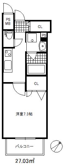 アルファレガロ神戸元町(1K/6階)の間取り写真