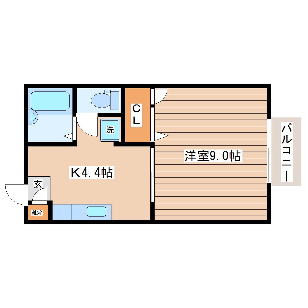 プレジオ泉崎B(1K/2階)の間取り写真