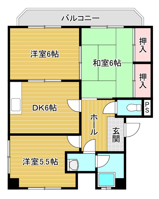 入江ビル(3DK/1階)の間取り写真