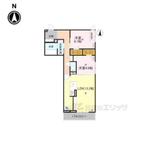 D-ROOM中小坂(2LDK/3階)の間取り写真