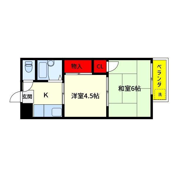 アビテハイツ(2K/2階)の間取り写真