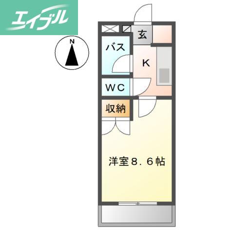 シャインキャッスルII(1K/1階)の間取り写真