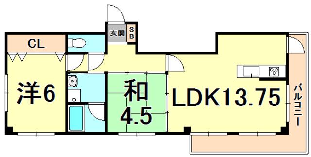 ソレイユ(2LDK/2階)の間取り写真