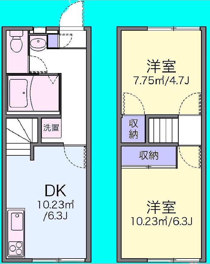ＪＲ和歌山線 布施屋駅 徒歩6分 2階建 築27年(2DK/1階)の間取り写真