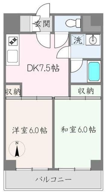 ハイツ・オーエド(2DK/9階)の間取り写真