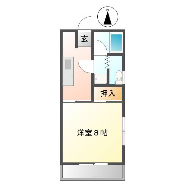 サン高茶屋ハイツ(1K/4階)の間取り写真