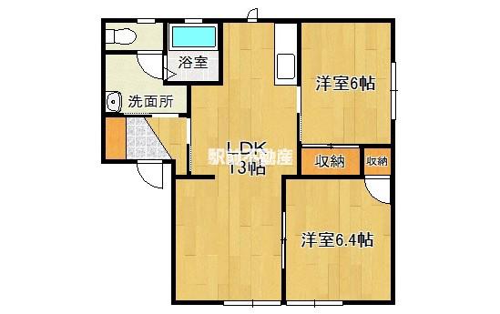 リーブル21 B(3DK/2階)の間取り写真