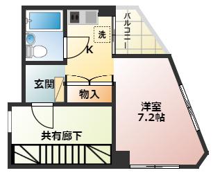 ベス21(1K/4階)の間取り写真