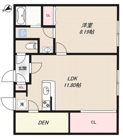 BRANCHE武蔵小山(1LDK/4階)の間取り写真