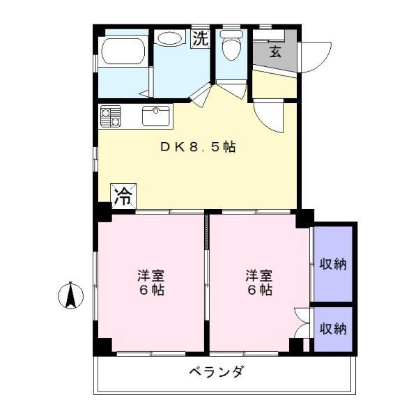 アマービレ(2DK/1階)の間取り写真