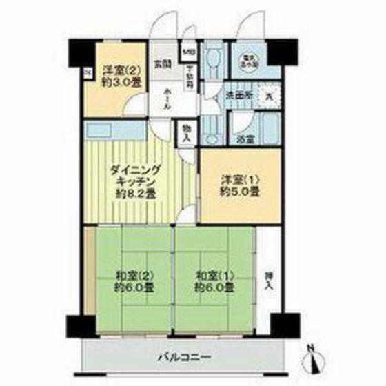 ライオンズマンション大和(4DK/6階)の間取り写真