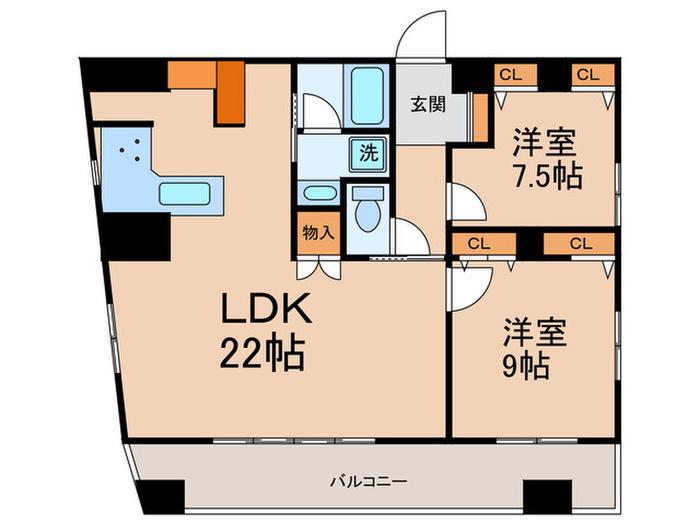フォレストヒルズ小日向(2LDK/10階)の間取り写真