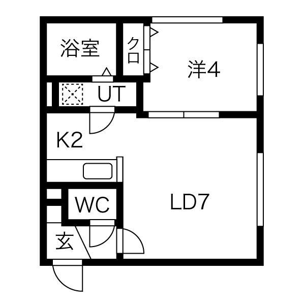 ロワシャルマン(1LDK/4階)の間取り写真