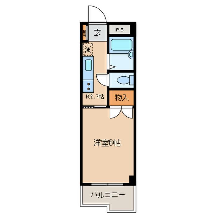 マンション如月(1K/2階)の間取り写真