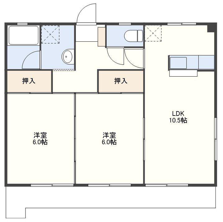 アベニュー島田PARTII(2LDK/2階)の間取り写真