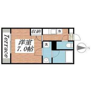 クレフラスト愛宕橋B(1K/2階)の間取り写真