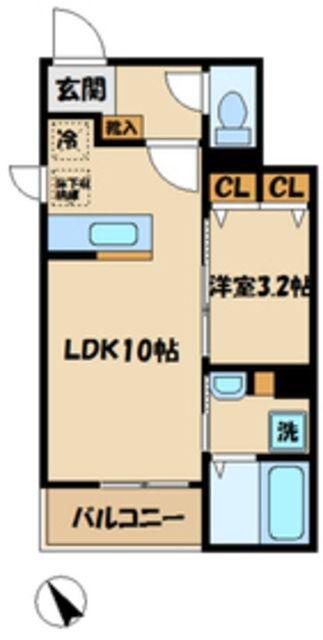 プルメリア(1LDK/1階)の間取り写真
