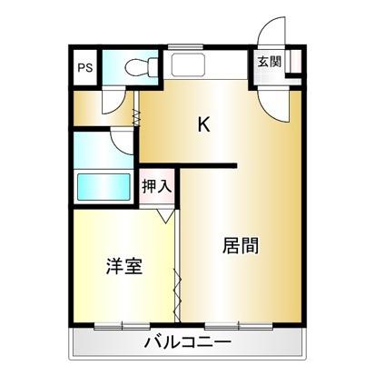 カーサ・プリオールV(1LDK/4階)の間取り写真