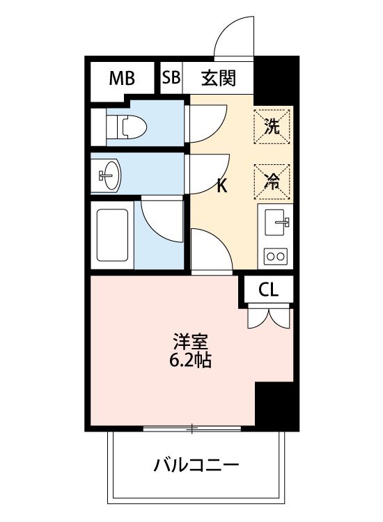 ＪＲ東海道本線 岡崎駅 徒歩4分 8階建 築19年(1K/4階)の間取り写真